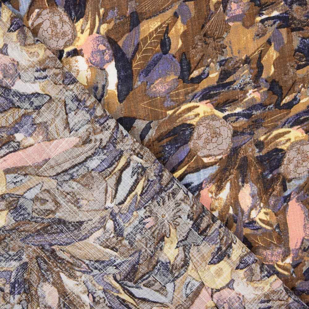 Voile Imprimé Feuilles Rose - Ribes y Casals