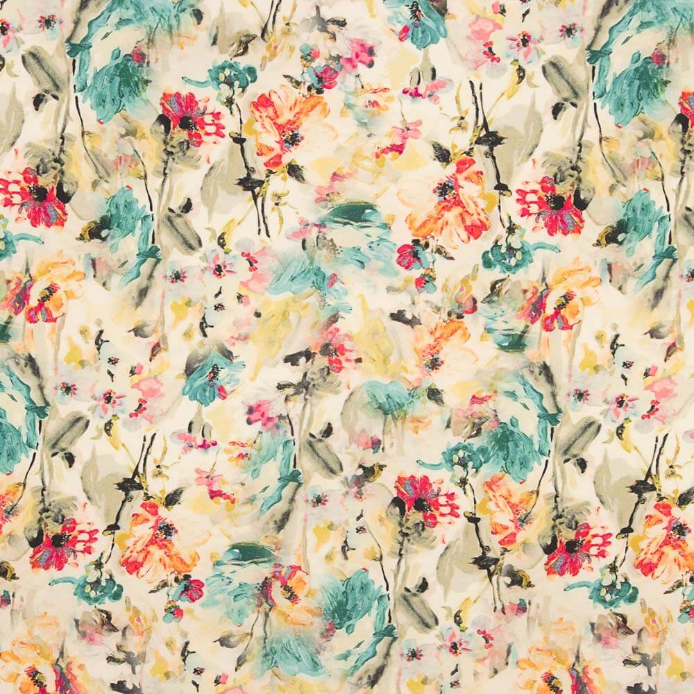 Voile Viscose Aquarelle Fleurs - Ribes y Casals